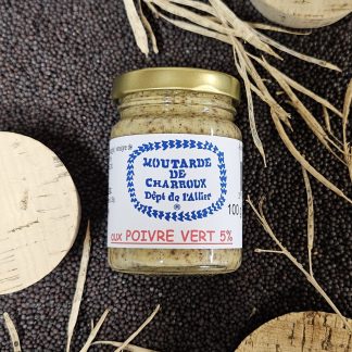 Moutarde de Charroux  poivre vert 5% - 100g - Pot verre