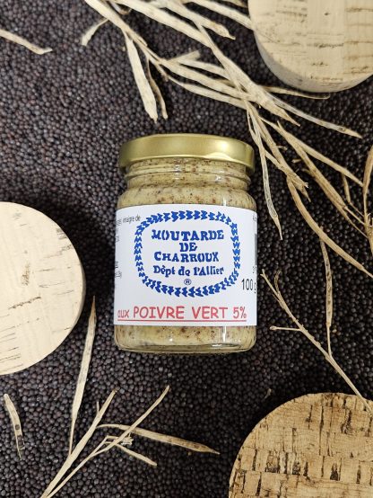 Moutarde de Charroux  poivre vert 5% - 100g - Pot verre