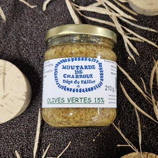 Moutarde de Charroux aux olives vertes - 210g - Pot verre
