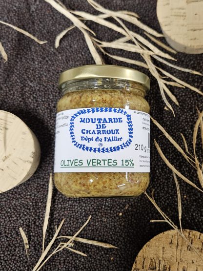 Moutarde de Charroux aux olives vertes - 210g - Pot verre
